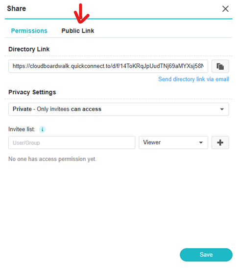 Public Link Tab