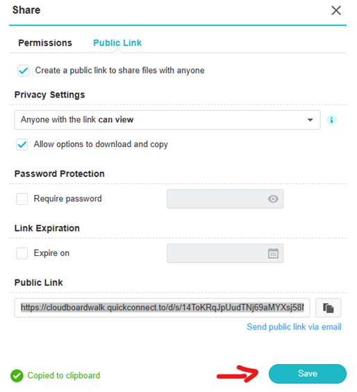 Copy Link and Save